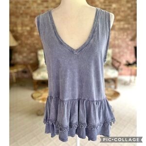 Altar’d State Top Peplum Lace Hem Sleeveless Purple NWT S Boho